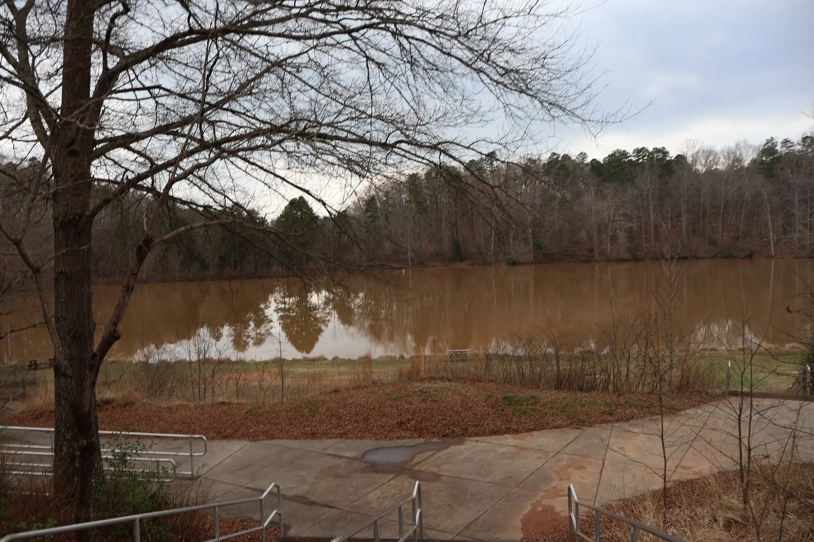 A paved path along the lake at Lake Norman State Park in Iredell County