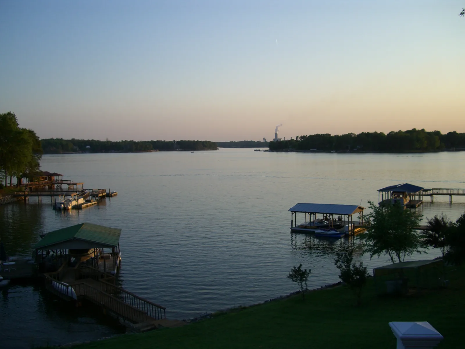 Boat docks along Lake Norman, seen from Troutman north of Mooresville