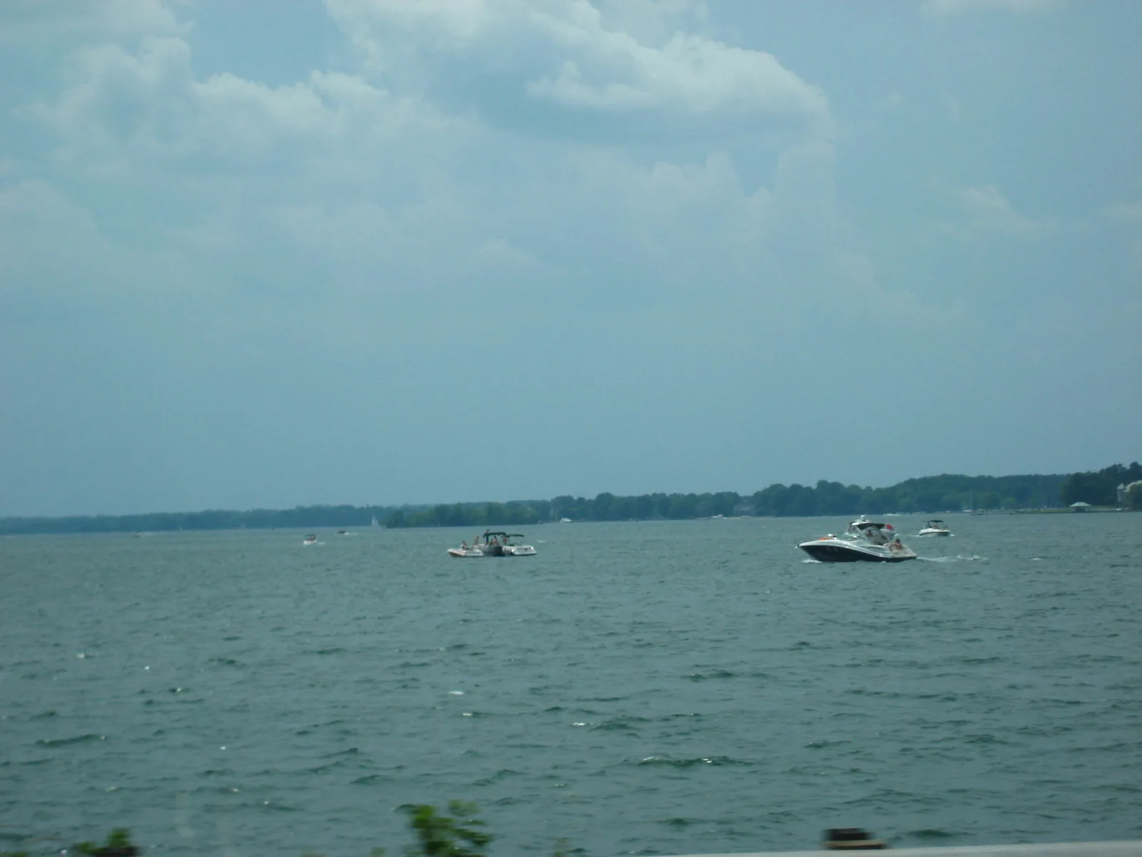 Boats on Lake Norman, seen from I-77 near Davidson, just south of Mooresville