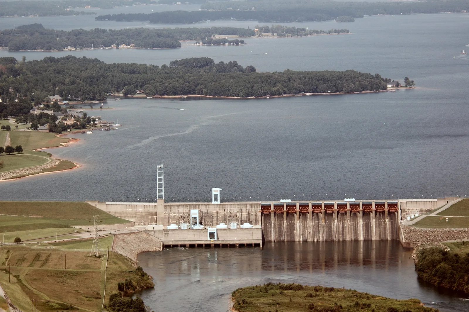 Duke Energy's Cowans Ford Dam and hydroelectric station at the south end of Lake Norman