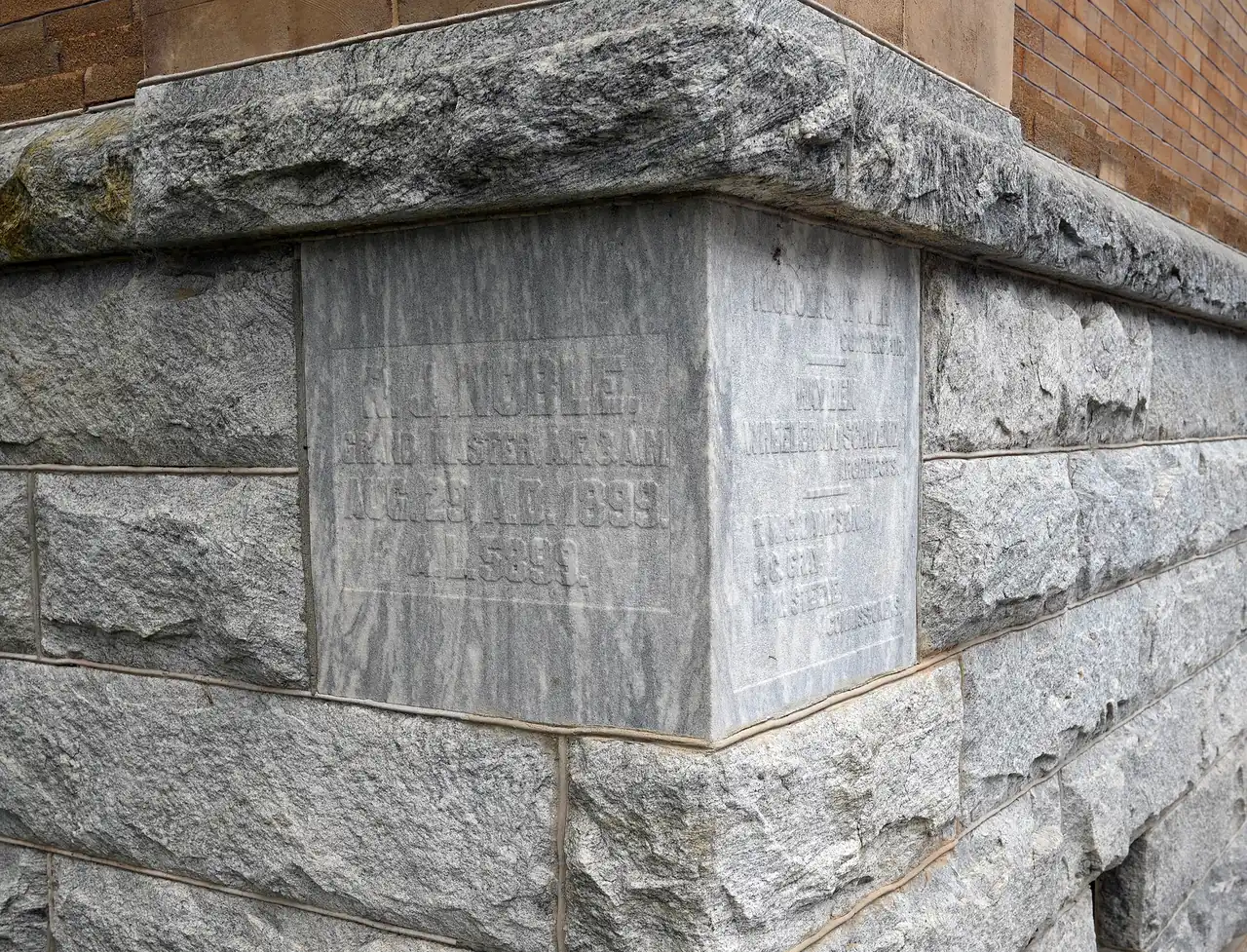 The cornerstone of the Iredell County Courthouse in Statesville
