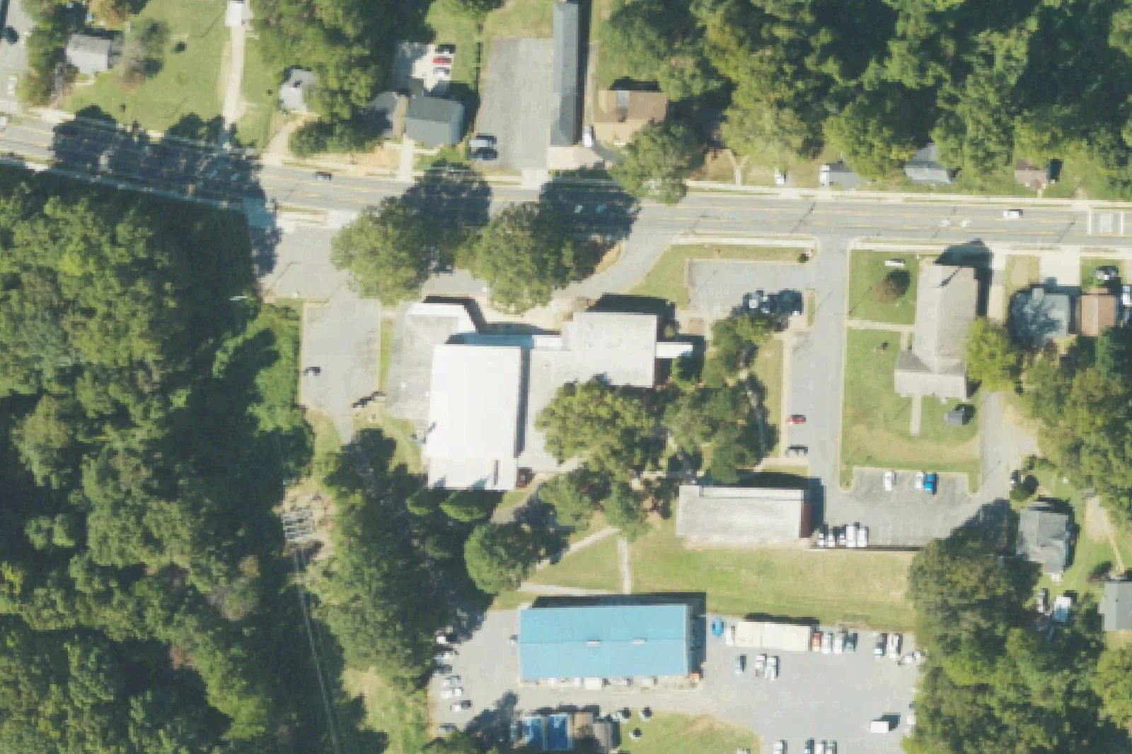 The Mooresville Graded School District's NF Woods Campus on West McLelland Avenue in Mooresville, seen from the air