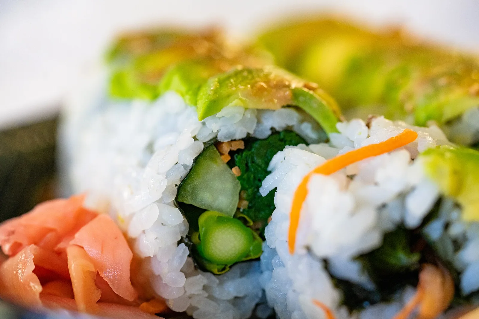 Sushi rolls on a plate. The photo was not taken at a Mooresville restaurant.